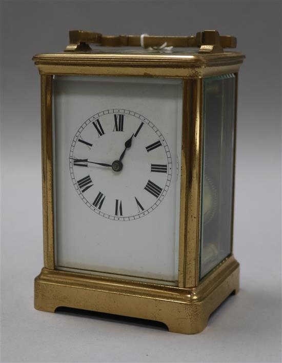 A brass carriage clock